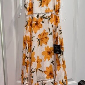 Floral Sleeveless Dress with Orange Flowers